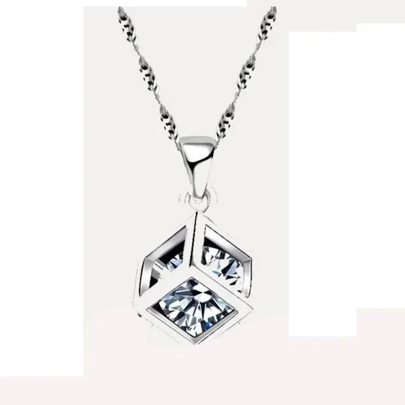 925 Sterling Silver Earrings With Necklace Set Bundle Square Gift Minimalist - Picture 8 of 8